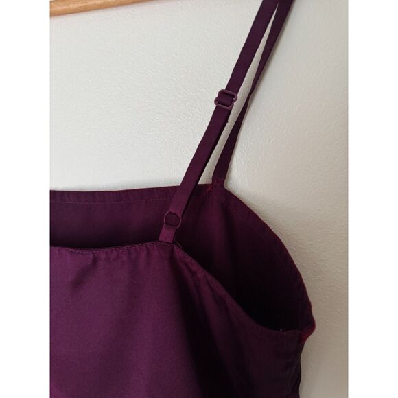 Vintage Victoria's Secret Sheer-Trim Burgundy Satin Cami Tank Top - Picture 5 of 9